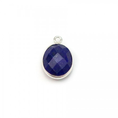 Lapis lazuli de forme ovale, 1 anneau, serti en argent, 9x11mm x 1pc