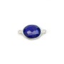 Lapis lazuli de forme ovale, 2 anneaux, serti en argent, 9x11mm x 1pc