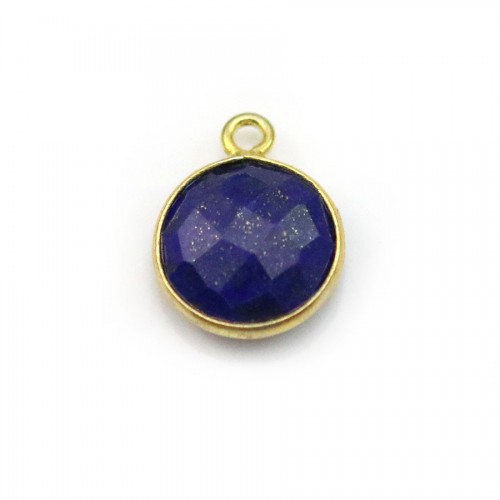 Lapis lazuli de forme ronde, 1 anneau, serti en argent doré, 11mm x 1pc