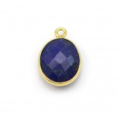 Lapis lazuli de forme ovale, 1 anneau, serti en argent 925 doré à l'or fin, 11x13mm x 1pc