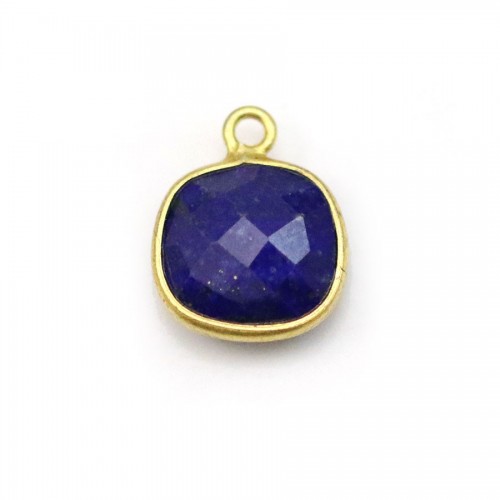 Lapis lazuli de forme carré,1 anneau, serti en argent 925 doré à l'or fin, 11mm x 1pc