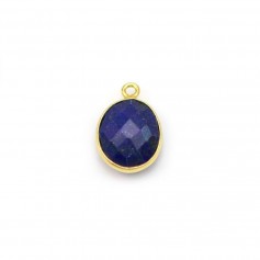 Lapis lazuli de forme ovale, 1 anneau, serti en argent 925 doré à l'or fin, 9x11mm x 1pc