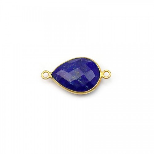 Lapis lazuli in the shape of drop, with 2 rings, set in gilt silver 11x15mm x 1pc