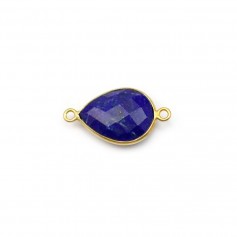 Lapis lazuli en forme de goutte, 2 anneaux, serti en argent doré 11x15mm x 1pc