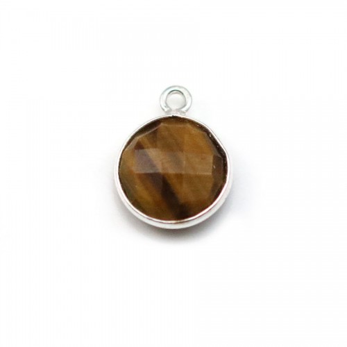 Round tiger eye, 1 ring, set on silver, 11mm x 1pc