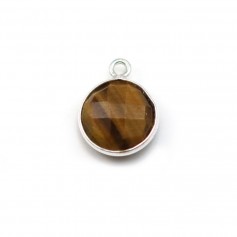 Oeil de tigre rond, 1 anneau, serti sur argent, 11mm x 1pc