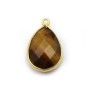 Oeil de tigre, goutte 1 anneau serti sur argent 925 doré à l'or fin, 13x17mm x 1pc