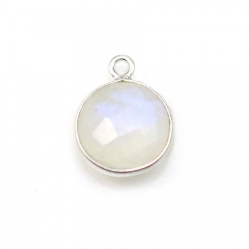 Pierre de lune rond 1anneau sertie sur argent x 1pc