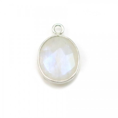 Pierre de lune ovale sertie sur argent x 1pc
