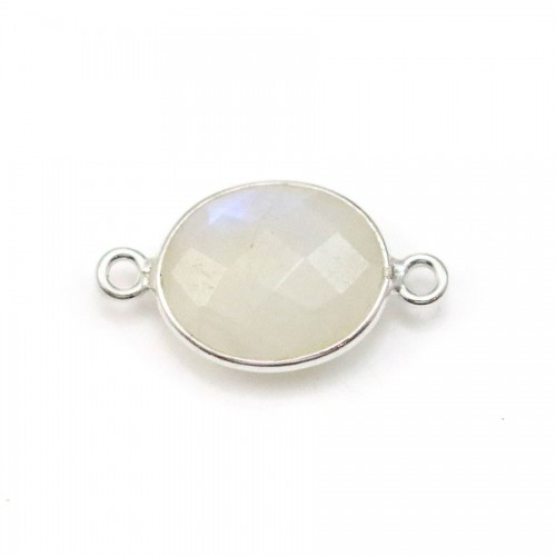 Bluish-green faceted cushion chalcedony set in gold-plated silver 12mm x 1pc