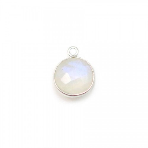 Moonstone in the shape round, 1 ring, set on silver, 9mm x 1pc