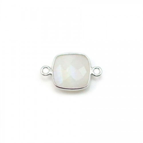 Moonstone in the shape of square, set on silver, 2 rings, 9mm x 1pc