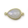 Pierre de lune en forme de goutte, sur argent doré, 17x13mm x 1pc