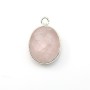 Quartz rose ovale facette sertie sur argent 925 10x12mm x 1pc