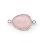 Quartz rose goutte facette sertie sur argent 925 2 anneaux 13x17mm x 1pc