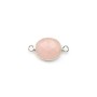 Quartz rose ovale facette sertie sur argent 2 anneaux 9x11mm x 1pc