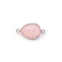 Quartz rose goutte facette sertie sur argent 2 anneaux 11x15mm x 1pc