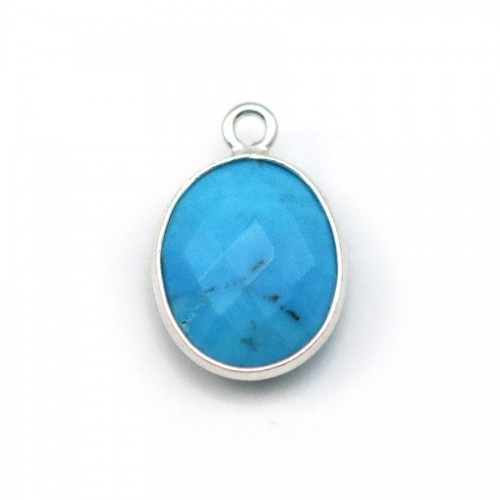 Turquoise reconstituée ovale 1 anneau sertie en argent x 1pc