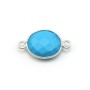 Turquoise reconstituée ovale 2 anneaux sertie en argent x 1pc