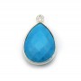 Turquoise reconstituée goutte 1 anneau serite en argent  x 1pc 