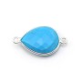 Turquoise reconstituée goutte 2 anneaux sertie en argent x 1pc