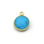 Turquoise reconstituée rond 1 anneau sertie en argent 925 doré à l'or fin x 1pc