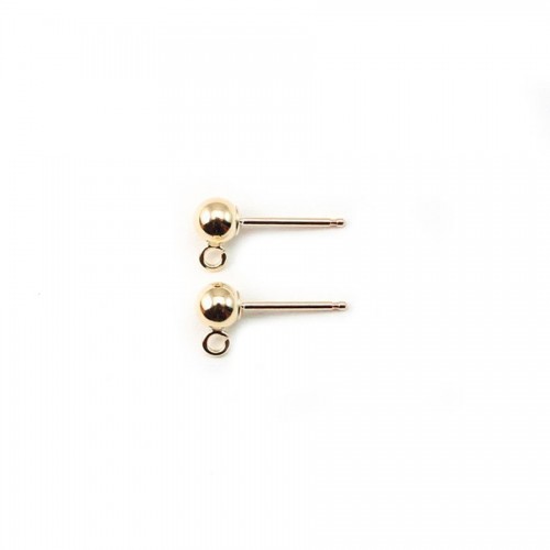 CLOU D'OREILLES BOULE 4MM GOLD FILLED 14 CARAT 1.4G10PCS