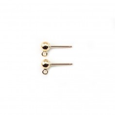 CLOU D'OREILLES BOULE 4MM GOLD FILLED 14 CARAT 1.4G10PCS