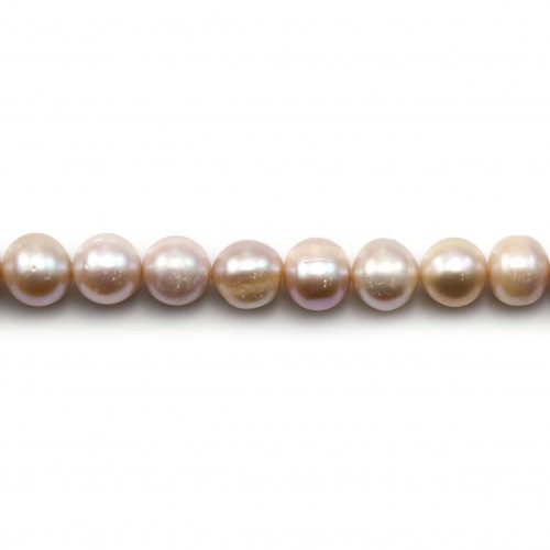 Freshwater cultured pearls, mauve, half-round, 11-12mm x 39 cm