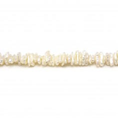 Perles d'eau Douce blanc forme baroque tube 6x12mm x 40cm