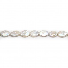 Perles de culture d'eau douce, blanche, baroque, 12mm x 40cm