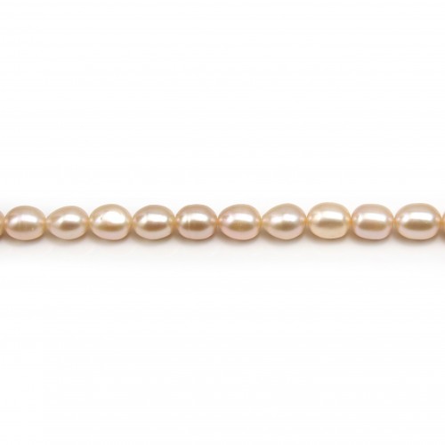 Freshwater cultured pearls, salmon, olive, 7.5-8mm x 36cm
