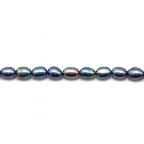Freshwater pearls colored blue, in oval shaped, 5 - 6mm x 20pcs