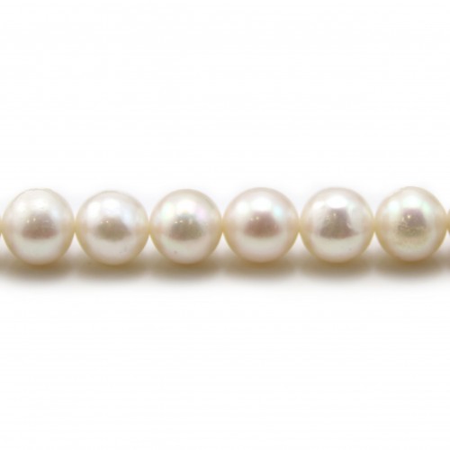 Freshwater cultured pearls, white, round, 8mm x 40cm
