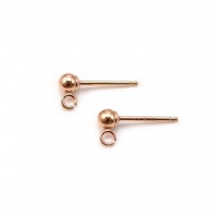 Clous d'oreilles boule en gold filled 14 carats rosé 3mm x 2pcs