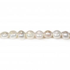Perles d'eau douce blanche baroque 10-12mm x 40cm