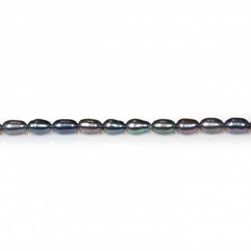 Dark blue oval freshwater cultured pearl 3-4mm x 36cm