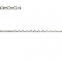 Chaîne argent 925 rhodié anneaux oval 1.05x1.3mm  x 50cm