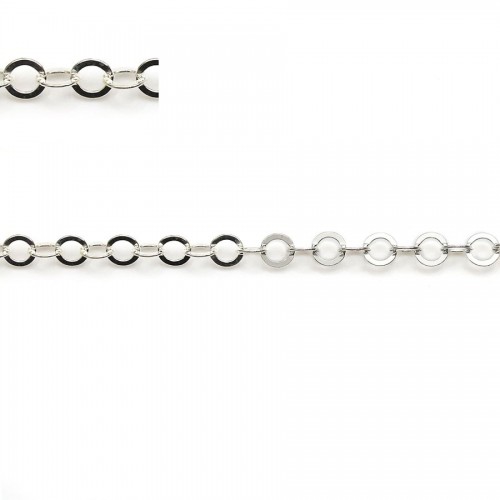925 sterling silver chain round flat link 3.5mm x 50cm