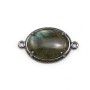 Intercalaire en labradorite sertie en métal, de forme ovale x 1pc