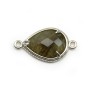 Intercalaire en labradorite sertie en métal, en forme de goutte, 15x20mm x 1pc