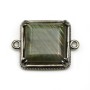 Intercalaire en labradorite sertie en métal, de forme carré x 1pc