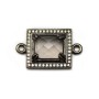 Intercalaire quartz fumé, sertie métal & zirconium, forme rectangulaire, 16x18mm x 1pc