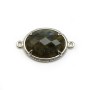 Intercalaire en labradorite sertie en métal, de forme ovale, 16x21mm x 1pc