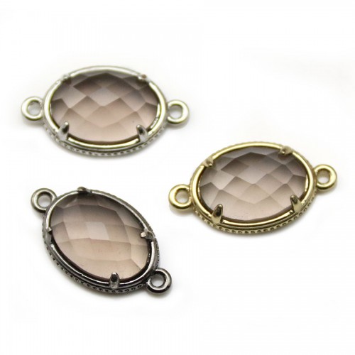 Intercalary in labradorite faceted with 2 holes 10mm x 1pc