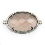 Intercalaire en quartz fumé ovale facetté sertie en métal doré 20x30mm x 1pc