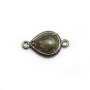 Intercalaire en labradorite sertie en métal, en forme de goutte, 10x12mm x 1pc