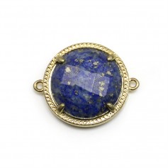 Intercalaire en lapis lazuli sertie en métal, de forme ronde, 17mm x 1pc