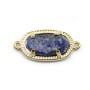 Intercalaire en lapis lazuli brut sertie en métal, de forme ovale, 9.5x16.5mm x 1pc