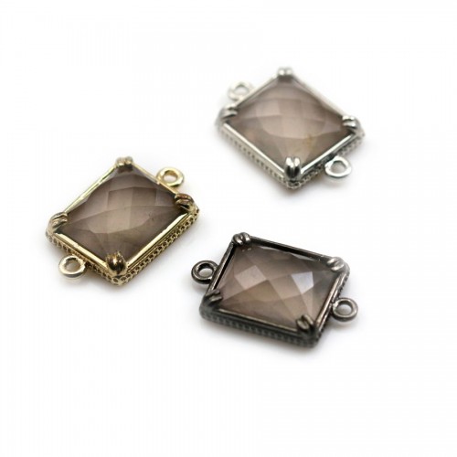 Intercalaire quartz fumé, rectangle 12x14mm, x 1pc